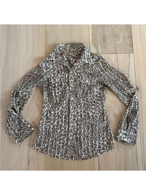 Lucky Brand Cheetah Print Blouse With Buttons Size XS